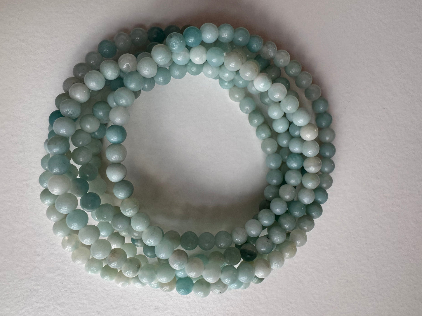Amazonite aka Sky Blue Quartz 4mm 7.5”Stretch Crystal Bracelet