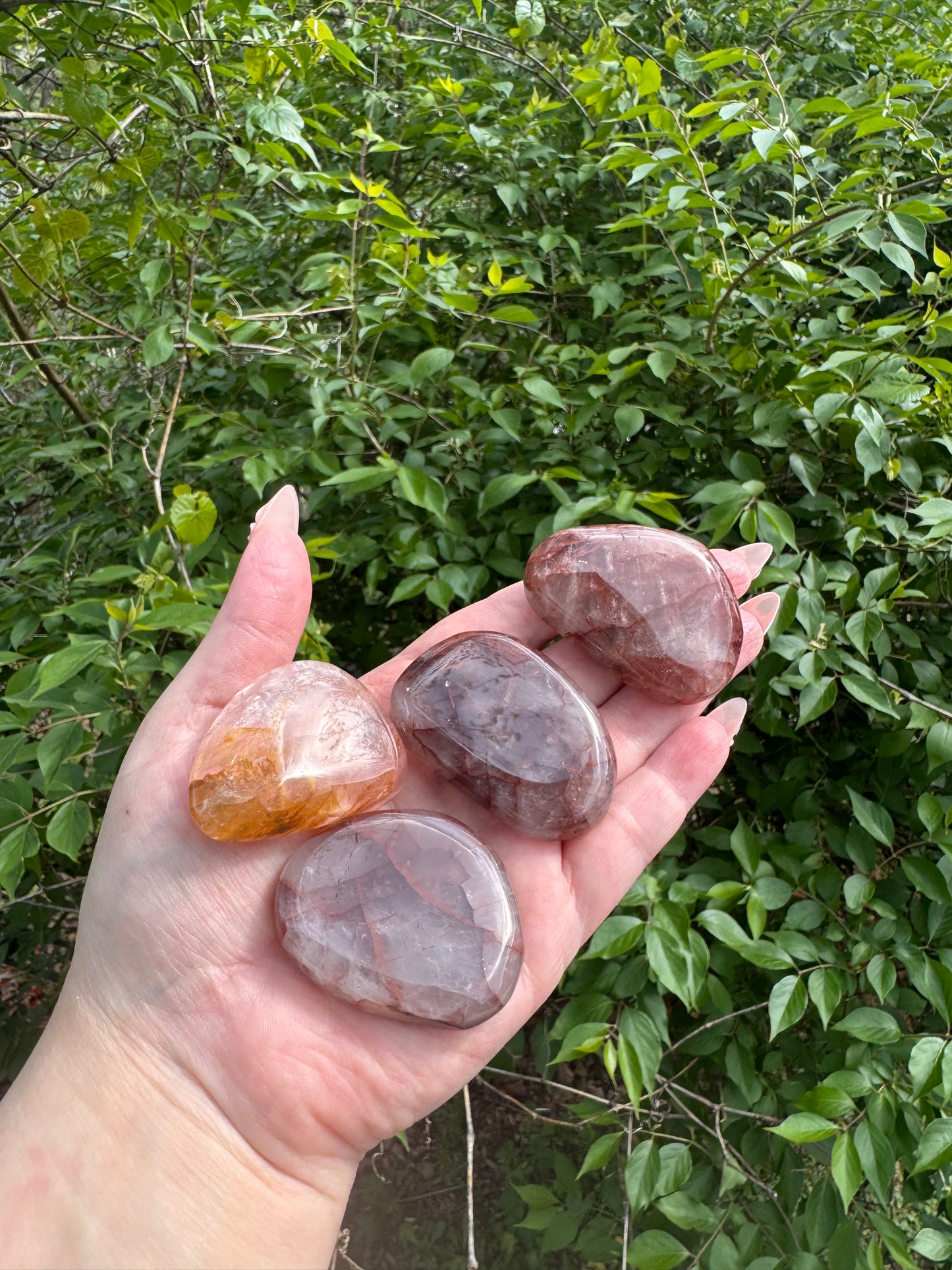 Fire Quartz Palm Stone Flat