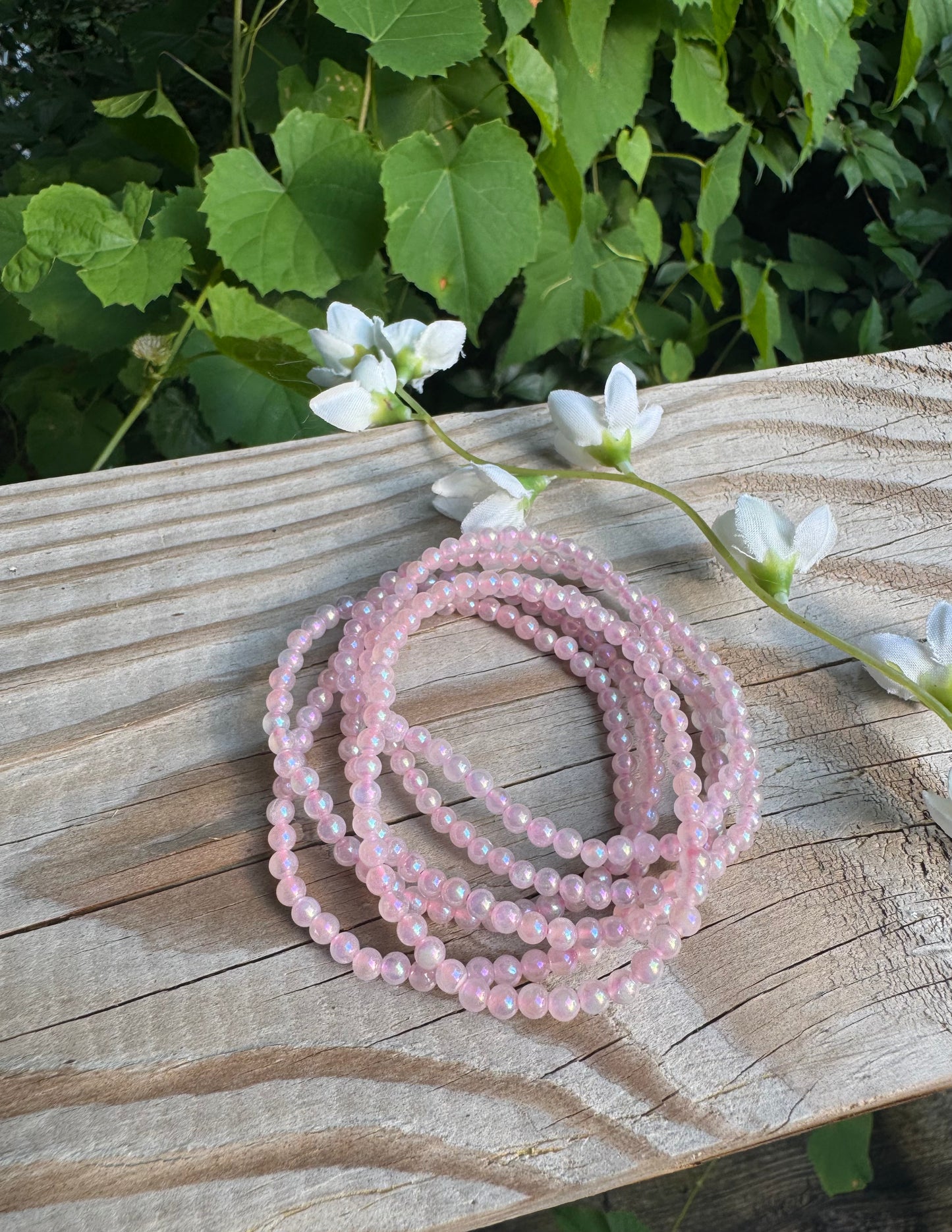 Angel Aura Rose Quartz 4mm 7.5” Stretch Bracelet
