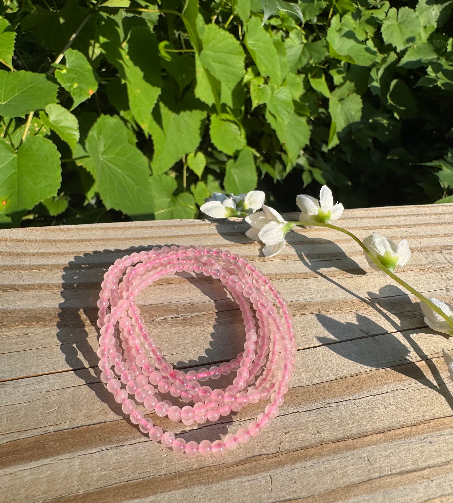 Natural Rose Quartz 4mm 7.5” Crystal Stretch Bracelet