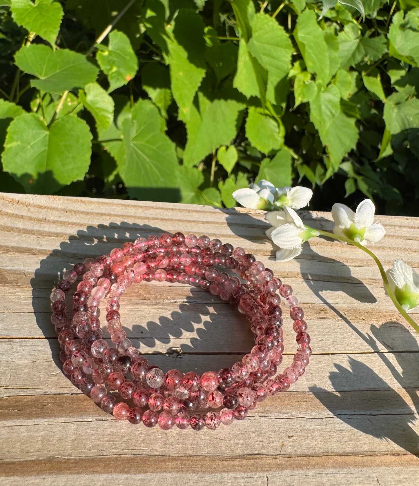 Natural Strawberry Quartz 4mm 7.5” Cryst