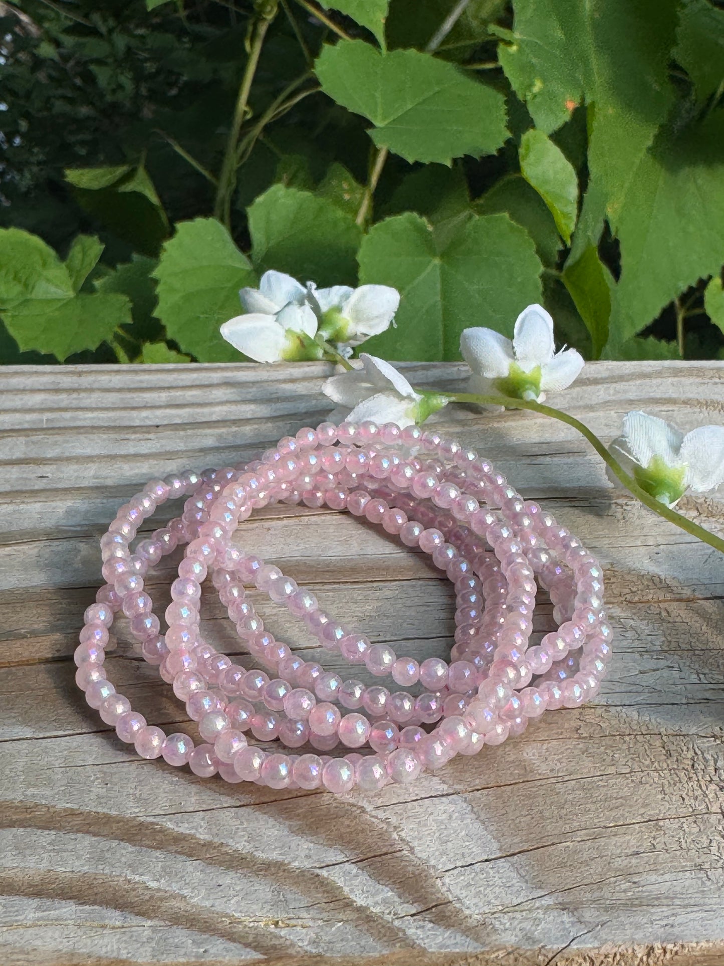 Angel Aura Rose Quartz 4mm 7.5” Stretch Bracelet