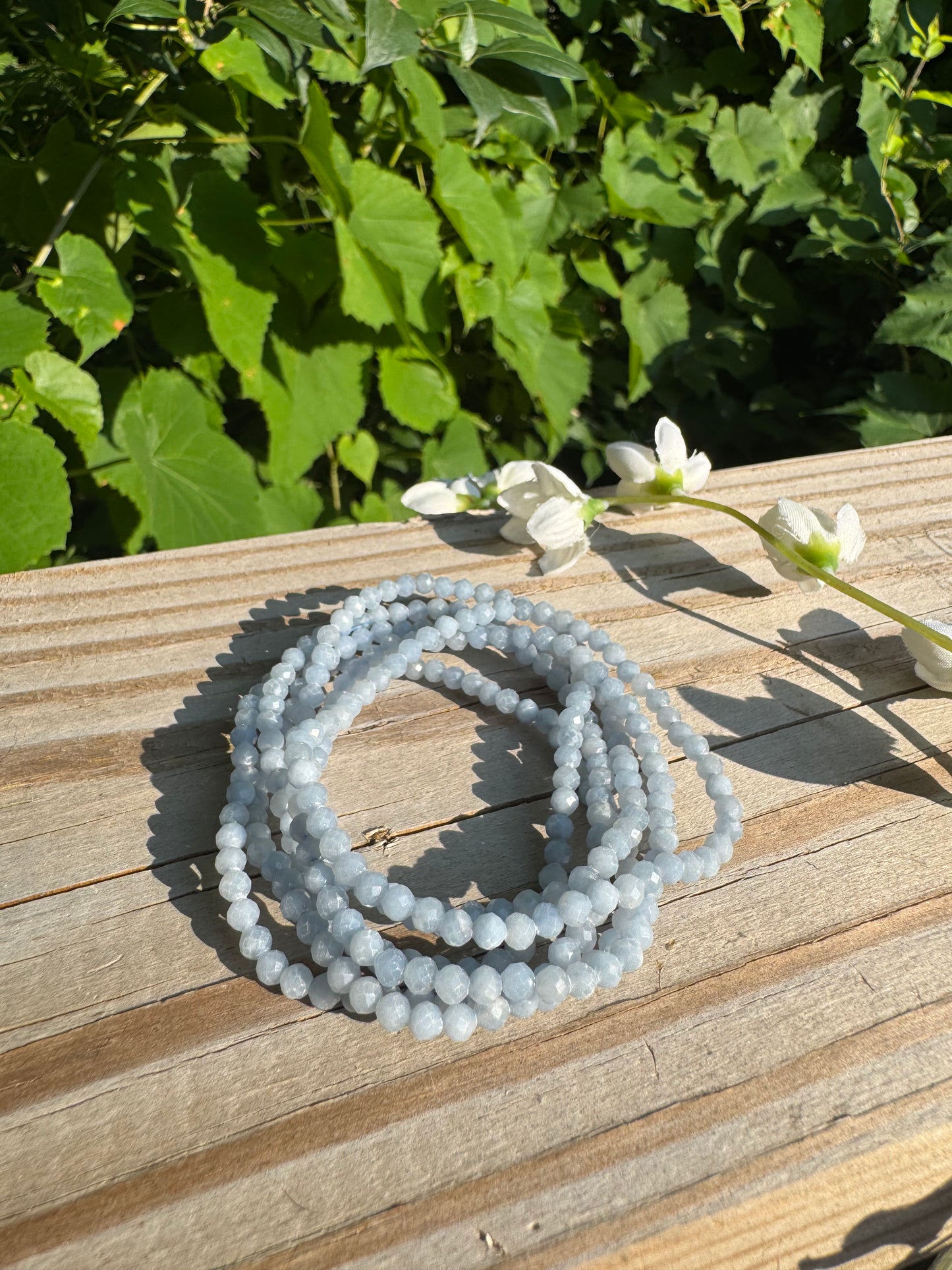 4mm Faceted Natural Angelite Crystal Bracelets
