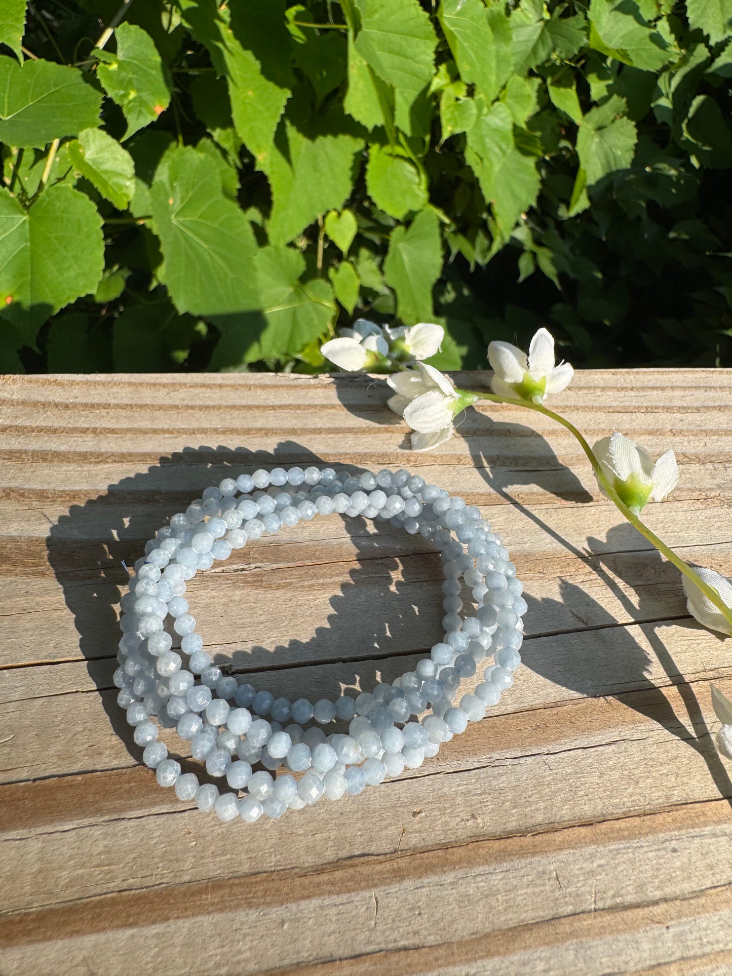 4mm Faceted Natural Angelite Crystal Bracelets