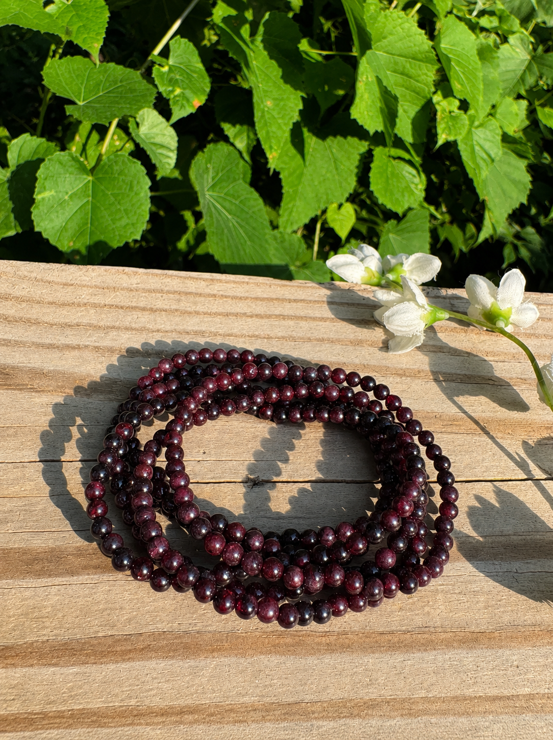 Natural Garnet 4mm 7.5” Crystal Healing Stretch Bracelet