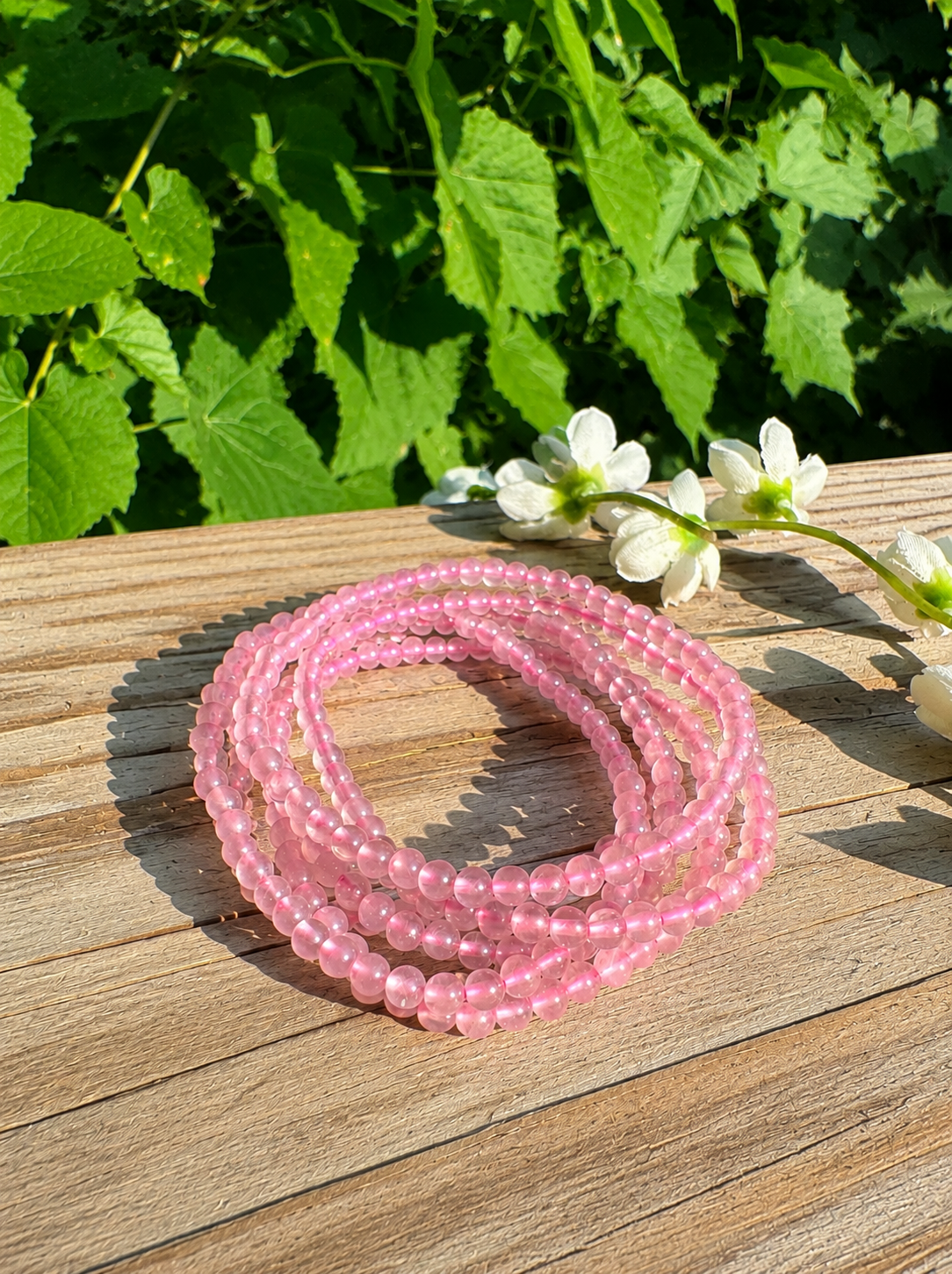 Natural Rose Quartz 4mm 7.5” Crystal Stretch Bracelet