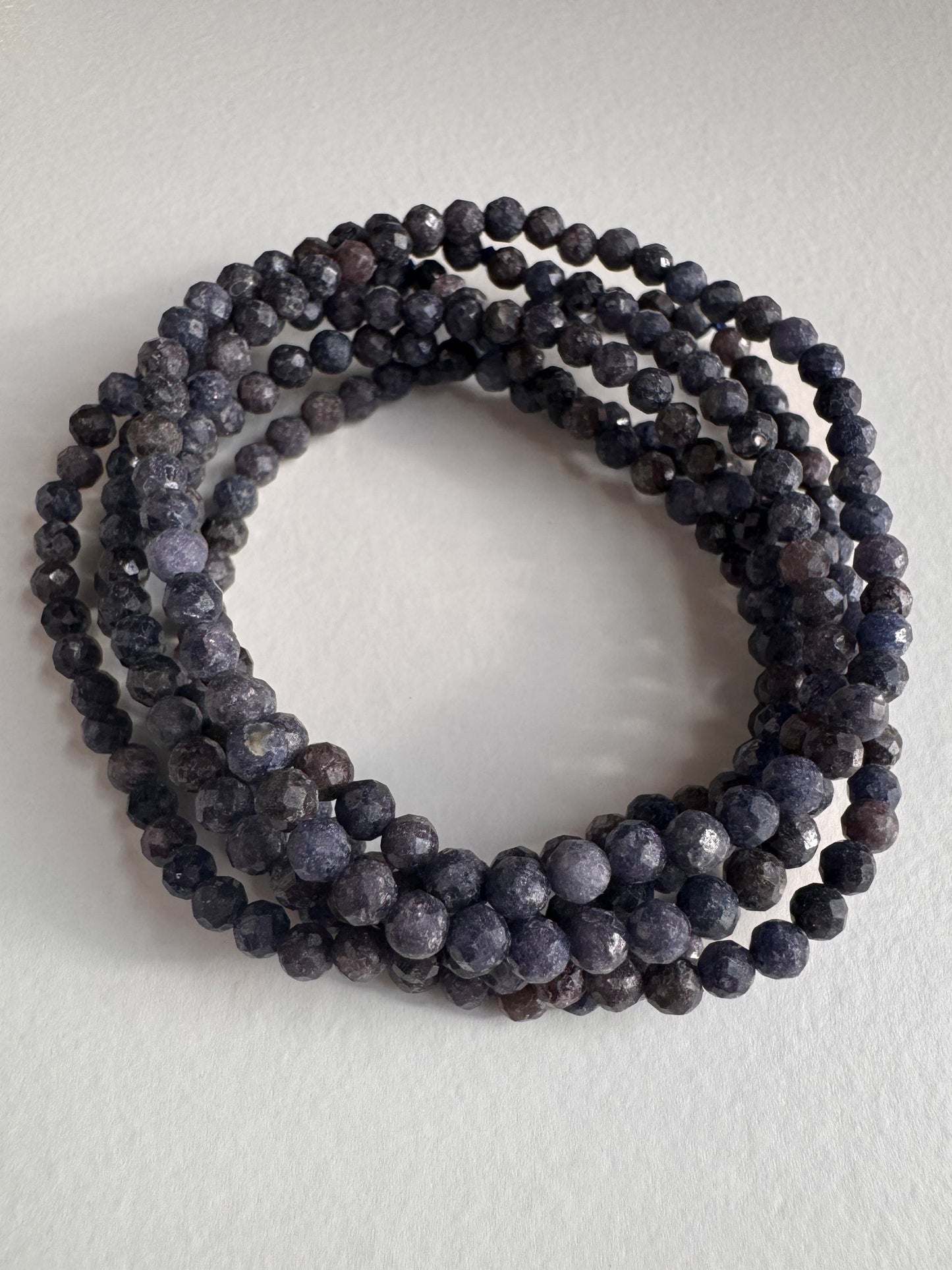 Natural Sapphire Faceted 4mm 7.5” Stretch Crystal Bracelet