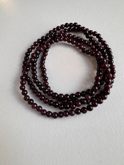 Natural Garnet 4mm 7.5” Crystal Healing Stretch Bracelet