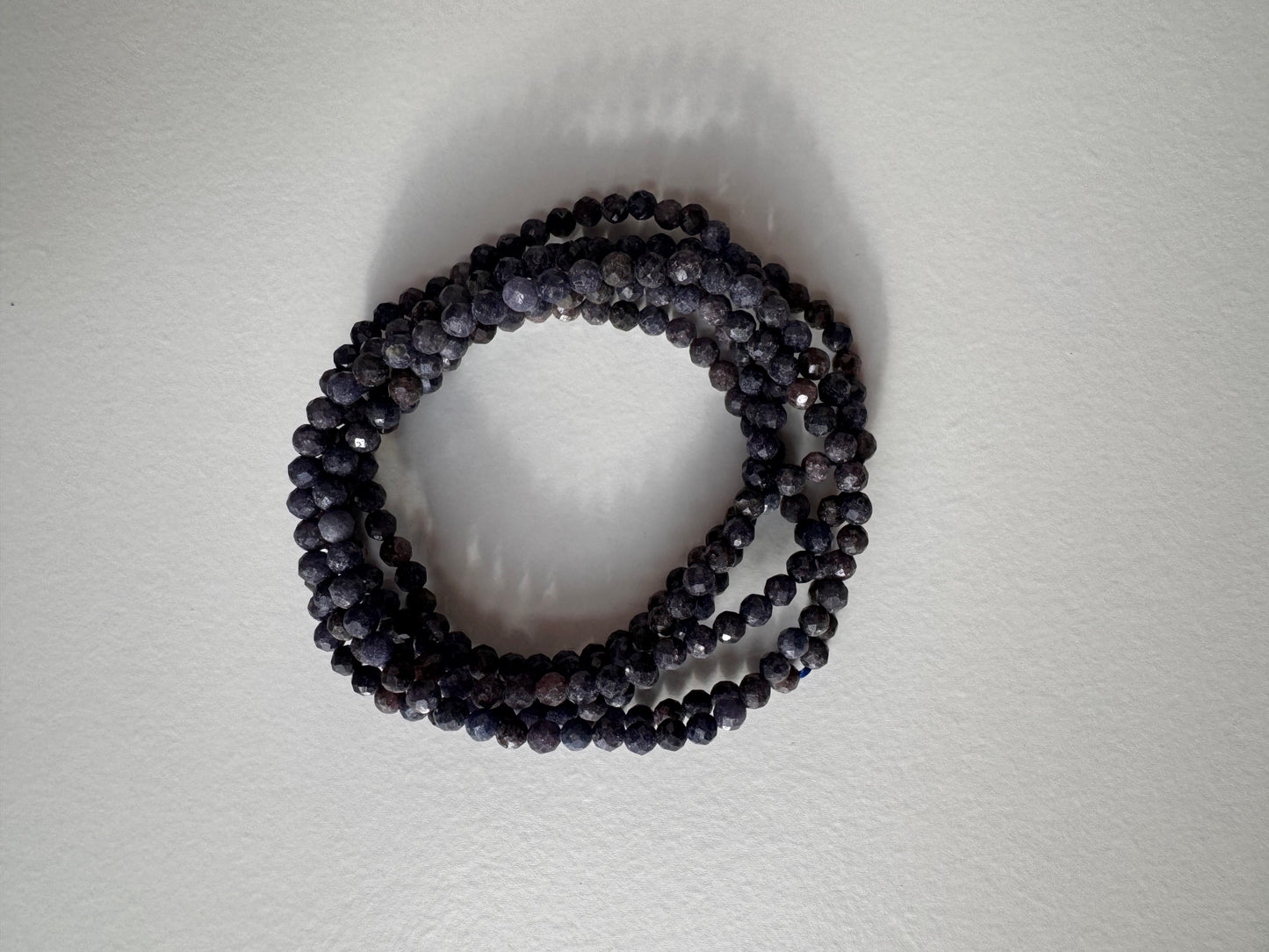 Natural Sapphire Faceted 4mm 7.5” Stretch Crystal Bracelet