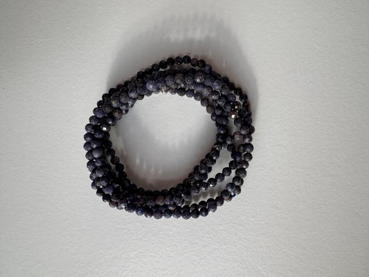 Natural Sapphire Faceted 4mm 7.5” Stretch Crystal Bracelet