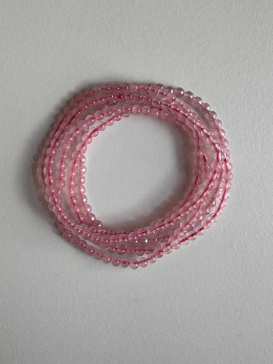 Natural Rose Quartz 4mm 7.5” Crystal Stretch Bracelet