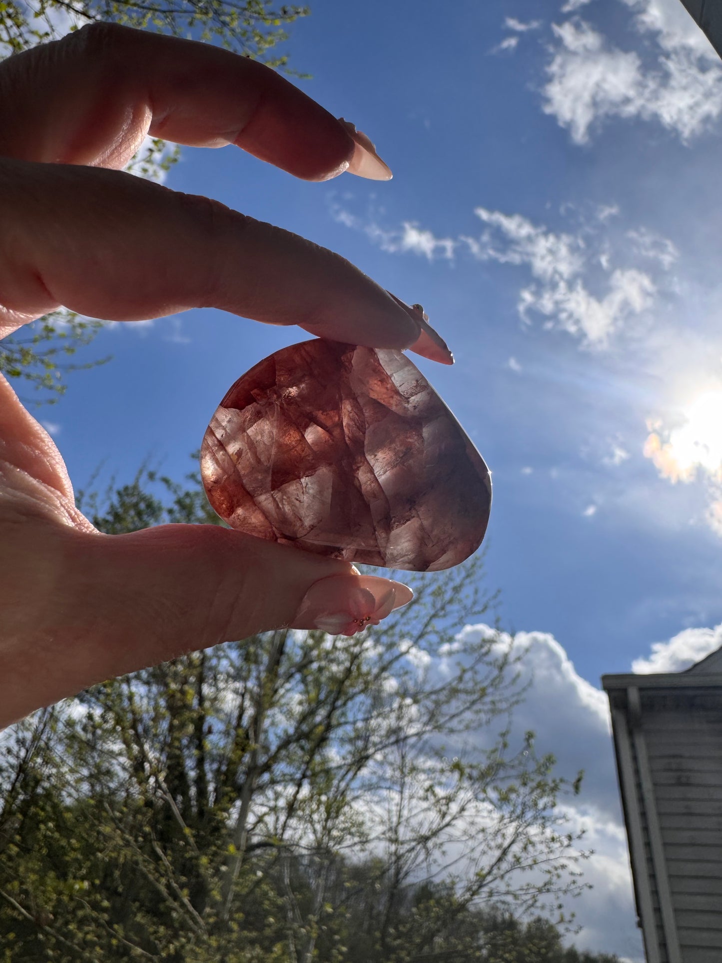 Fire Quartz Palm Stone Flat