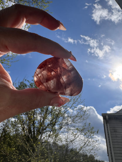 Fire Quartz Palm Stone Flat