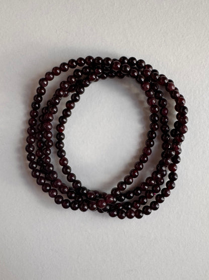 Natural Garnet 4mm 7.5” Crystal Healing Stretch Bracelet
