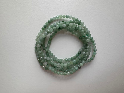 4mm Faceted Natural Burma Jade Stretch Crystal Bracelet