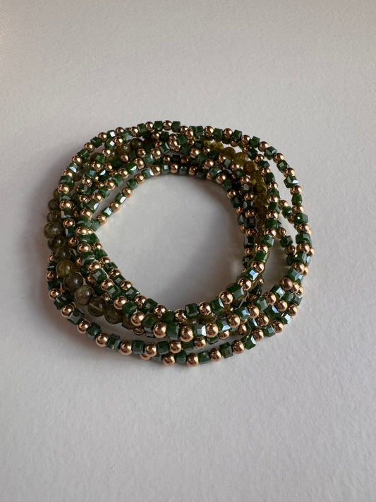 Emerald Elegance Crystal Stretch Crystal Bracelet