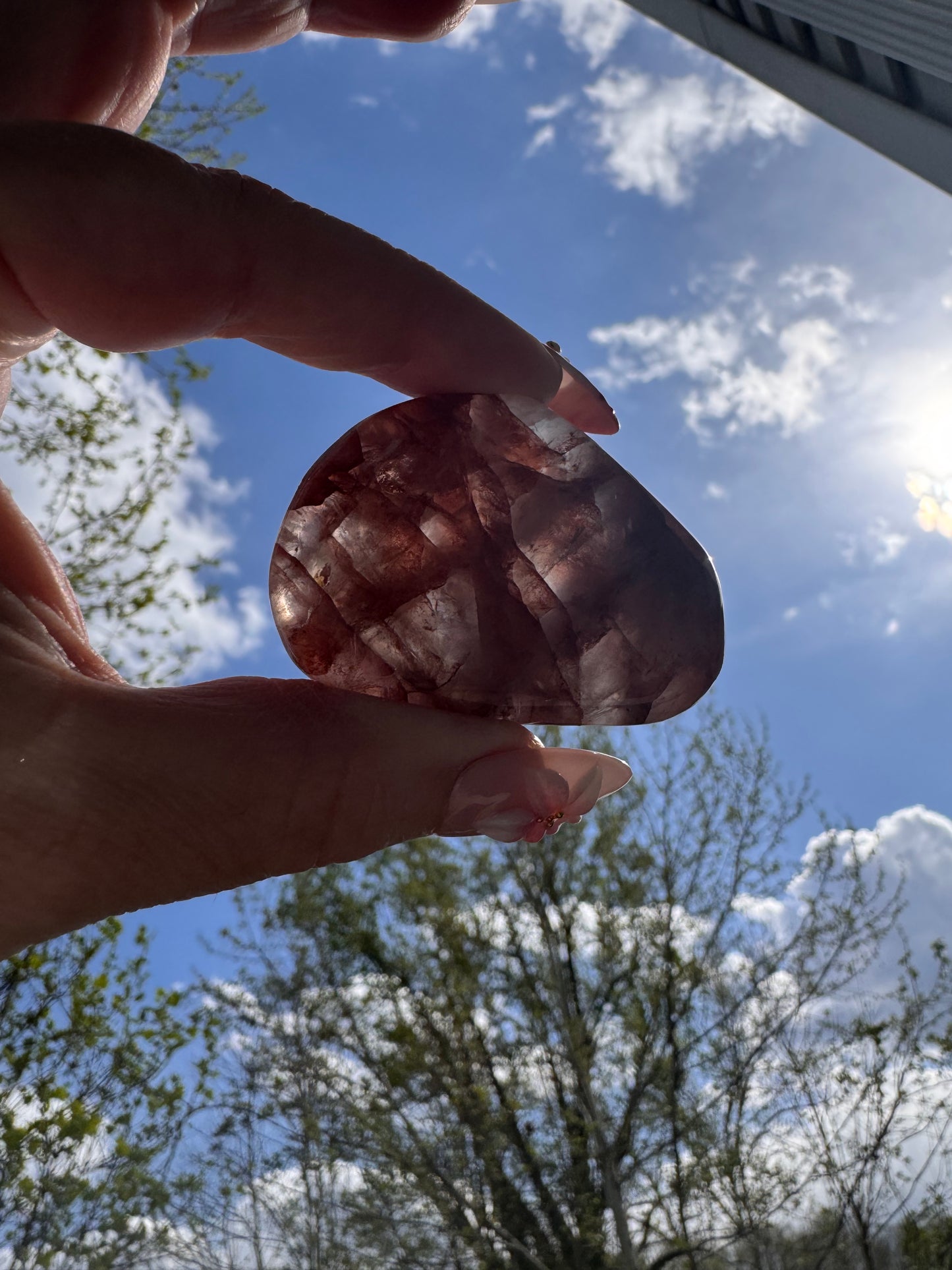 Fire Quartz Palm Stone Flat