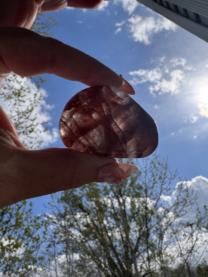 Fire Quartz Palm Stone Flat