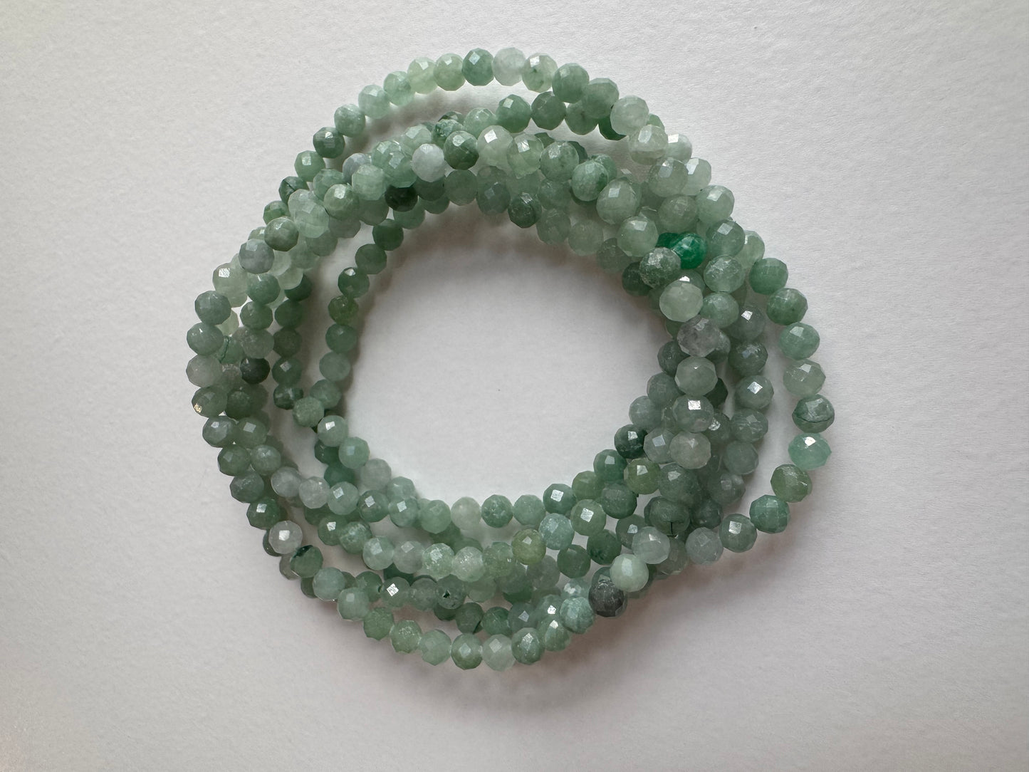 4mm Faceted Natural Burma Jade Stretch Crystal Bracelet