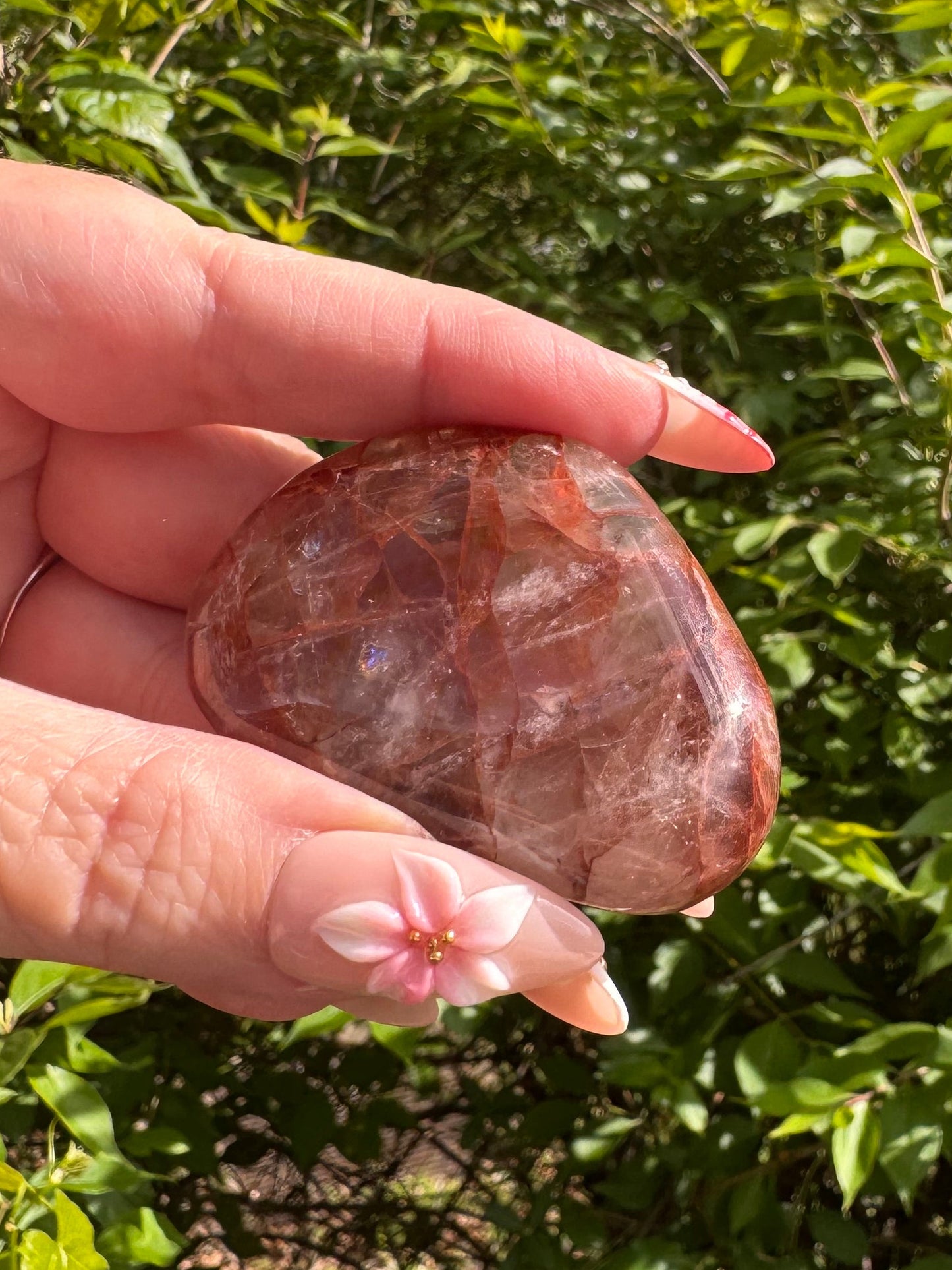 Fire Quartz Palm Stone Flat