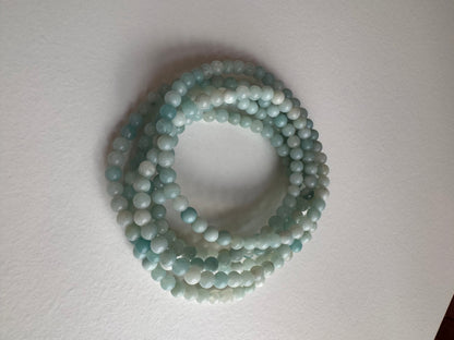 Amazonite aka Sky Blue Quartz 4mm 7.5”Stretch Crystal Bracelet
