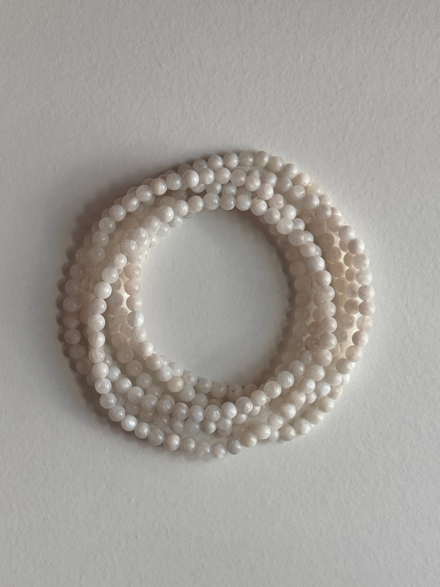 Natural Moonstone 3-4mm 7.5” Stretch Crystal Bracelet