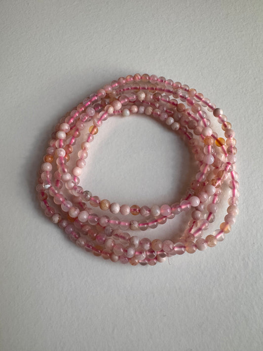 Natural Flower Agate 4mm 7.5” Crystal Healing Stretch Bracelet