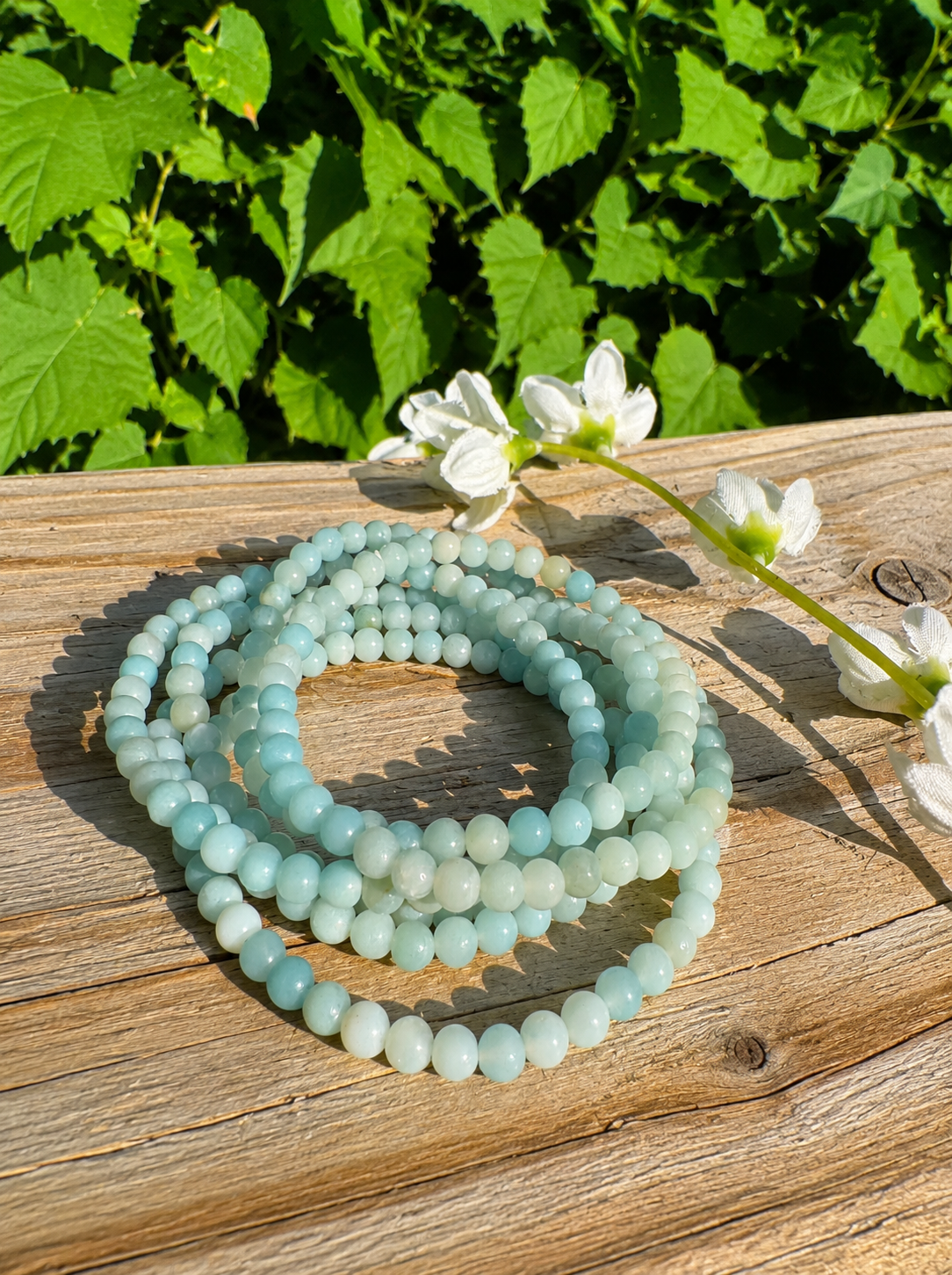 Amazonite aka Sky Blue Quartz 4mm 7.5”Stretch Crystal Bracelet