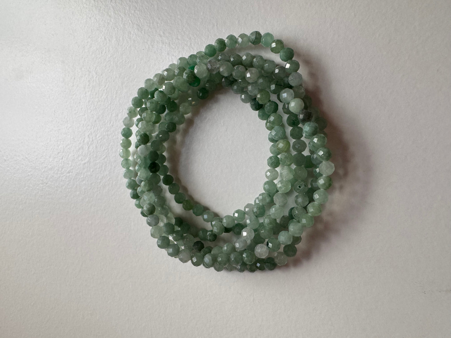 4mm Faceted Natural Burma Jade Stretch Crystal Bracelet