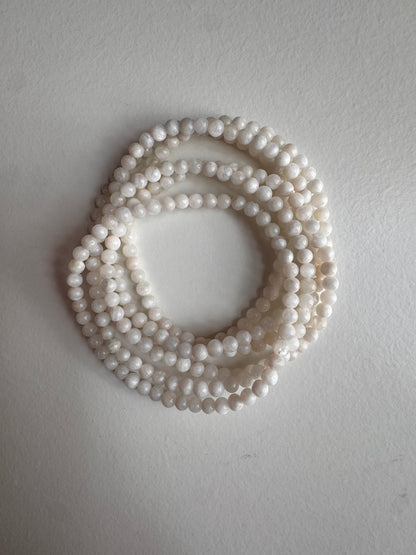 Natural Moonstone 3-4mm 7.5” Stretch Crystal Bracelet