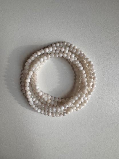 Natural Moonstone 3-4mm 7.5” Stretch Crystal Bracelet