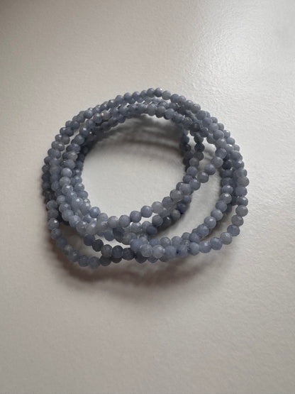 4mm Faceted Natural Angelite Stretch Crystal Bracelet