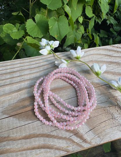 Angel Aura Rose Quartz 4mm 7.5” Stretch Bracelet