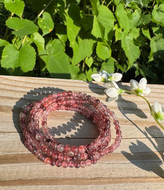Natural Strawberry Quartz 4mm 7.5” Cryst