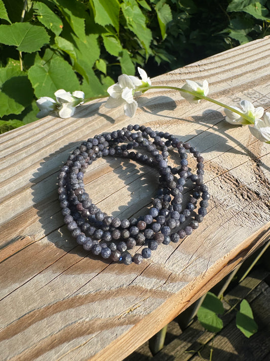 Natural Sapphire Faceted 4mm 7.5” Crystal Bracelet