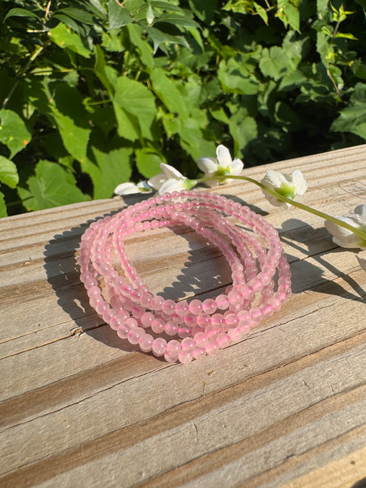 Natural Rose Quartz 4mm 7.5” Crystal Stretch Bracelet